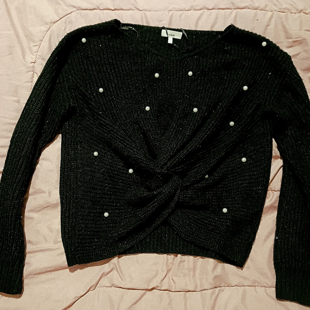 Black sweater with pearls
